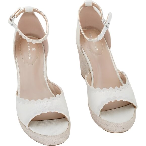 Bandolino Kendri espadrille wedge sandals ivory woven ankle strap US 7M - Picture 1 of 6